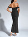 Robe Maxi Bodycon Uni Épaule Dénudée Année 1930