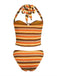 Maillot de bain dos nu rayé en maille orange années 1980