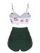 2PCS Maillot de bain taille haute à bretelles cerises 1950s