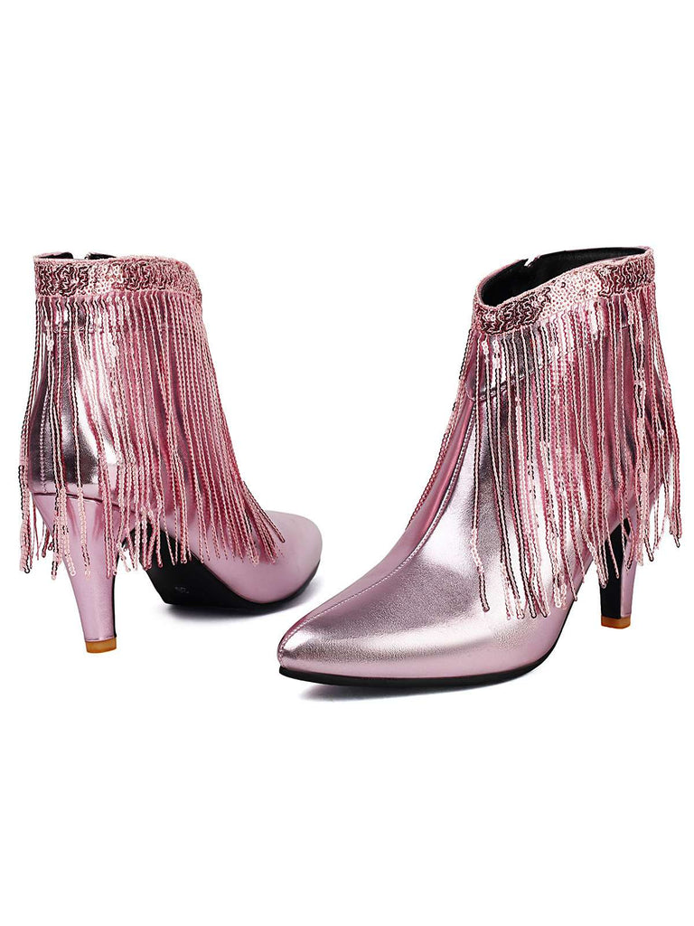 Bottines Chelsea à bout pointu et pompons métalliques