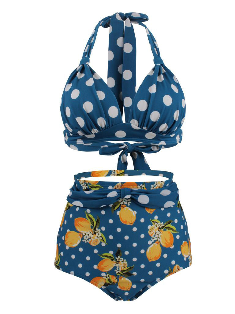 Femmes Maillot de Bain Bikini Retro Point de Polka Taille Haute 2