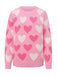 Pull rose perles en forme de cœur années 1950