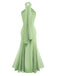 Robe convertible verte col licou croisée en mousseline de soie années 1930