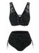 Ensemble bikini gothique en maille chauve-souris noire années 1980