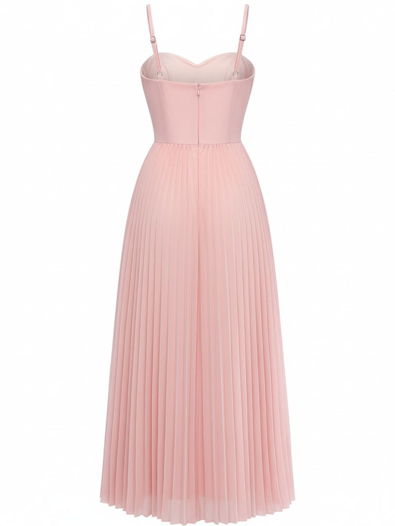 Robe de soirée plissée unie bretelles années 1930