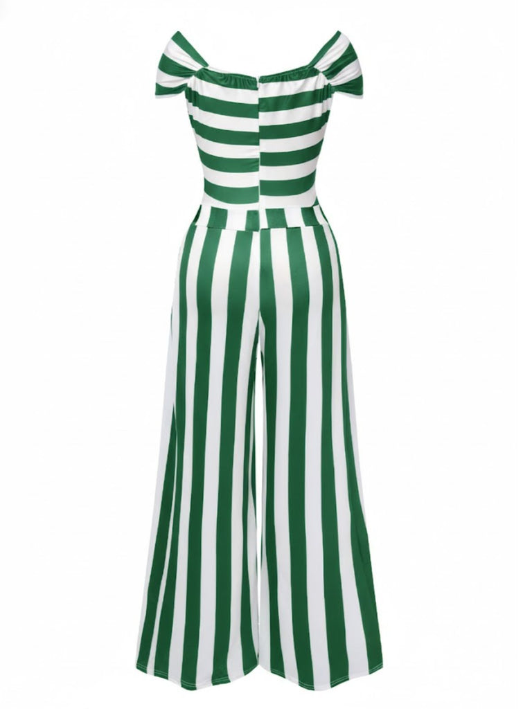 Combinaison noire à rayures épaules dénudées des années 1960