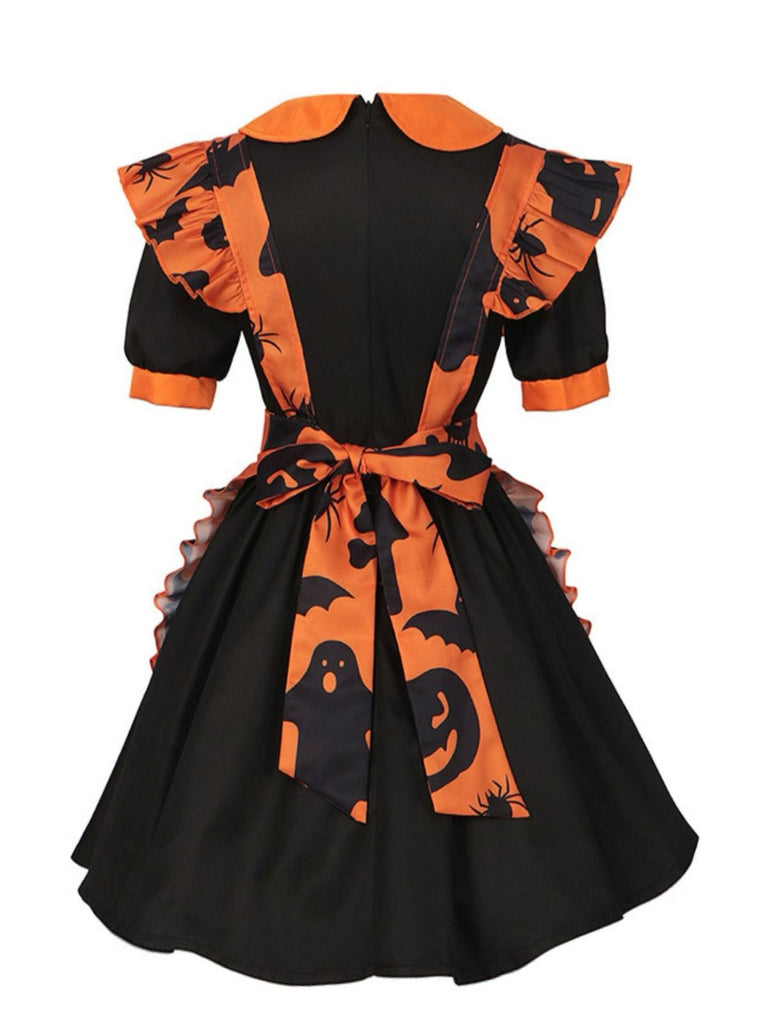 Robe à volants fantôme citrouille d'Halloween des années 1950