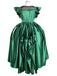 Ensemble de costumes en satin vert inspiré de Mercredi Addams des années 1950