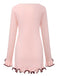 Robe rose manches longues et ourlet volants style années 60