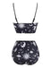 Ensemble bikini gothique noir à bretelles motif galaxie années 1980