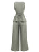 2PCS Gilet et pantalon large style bureau uni des années 1940