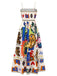 Robe longue multicolore à bretelles imprimé graffiti des années 1970