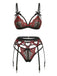 3PCS Ensemble De Lingerie Dentelle Noire Motif Cœur Année 1960