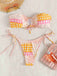 Ensemble bikini bandeau à carreaux vichy rose années 1970