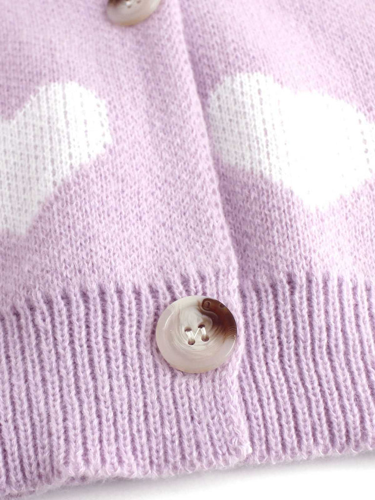 Cardigan en maille à imprimé cœur style Saint-Valentin années 1950