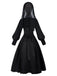 Robe noire style nonne avec collier croisé des années 1940
