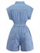 Combishort utilitaire en jean bleu avec boutons années 1980