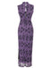 Robe néo-chinoise violette floquée de roses années 1930