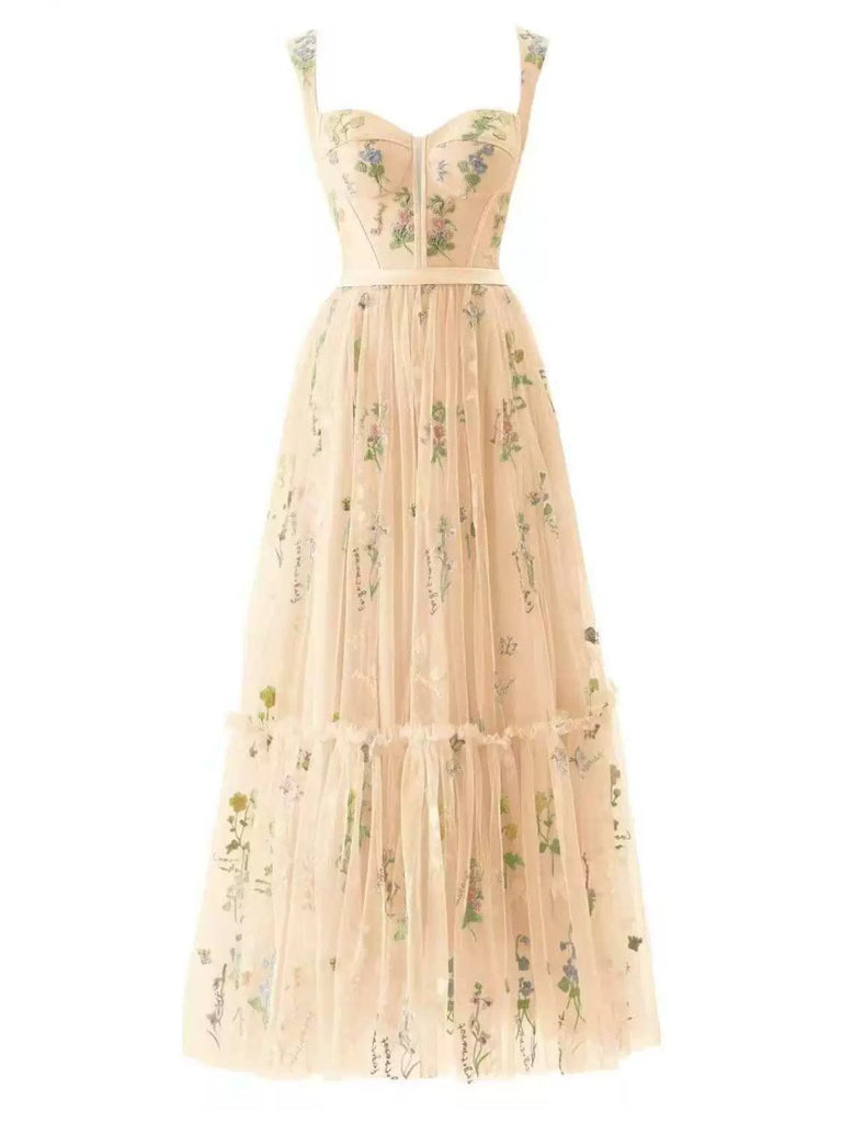 Robe en maille florale à lacets et baleines des années 1930