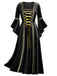 Robe Renaissance médiévale en velours à bordure dorée des années 1930