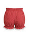 Short citrouille rouge à pois avec nœud et bordure en dentelle années 80