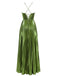 Robe plissée dorée à dos nu et col croisé années 1930
