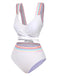 Ensemble bikini à bretelles larges noué dans le dos colorblock des années 1940