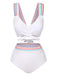 Ensemble bikini à bretelles larges noué dans le dos colorblock des années 1940