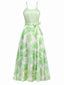 Robe organza fleur avec nœud à bretelles spaghetti années 1930