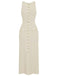 Robe tricotée unie sans manches simple boutonnage années 1960