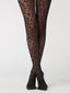 Collants noire à imprimé léopard