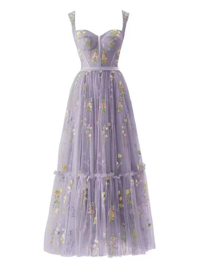 Robe en maille florale à lacets et baleines des années 1930