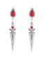 Boucles d'oreilles pendantes gothiques en or avec épée de sang