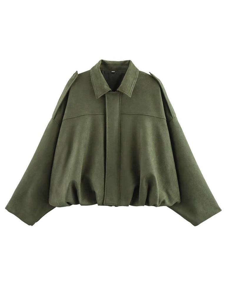 Veste surdimensionnée en daim à revers années 1980