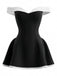 Robe Mini Solide Épaule Dénudée Ajustée Années 1960