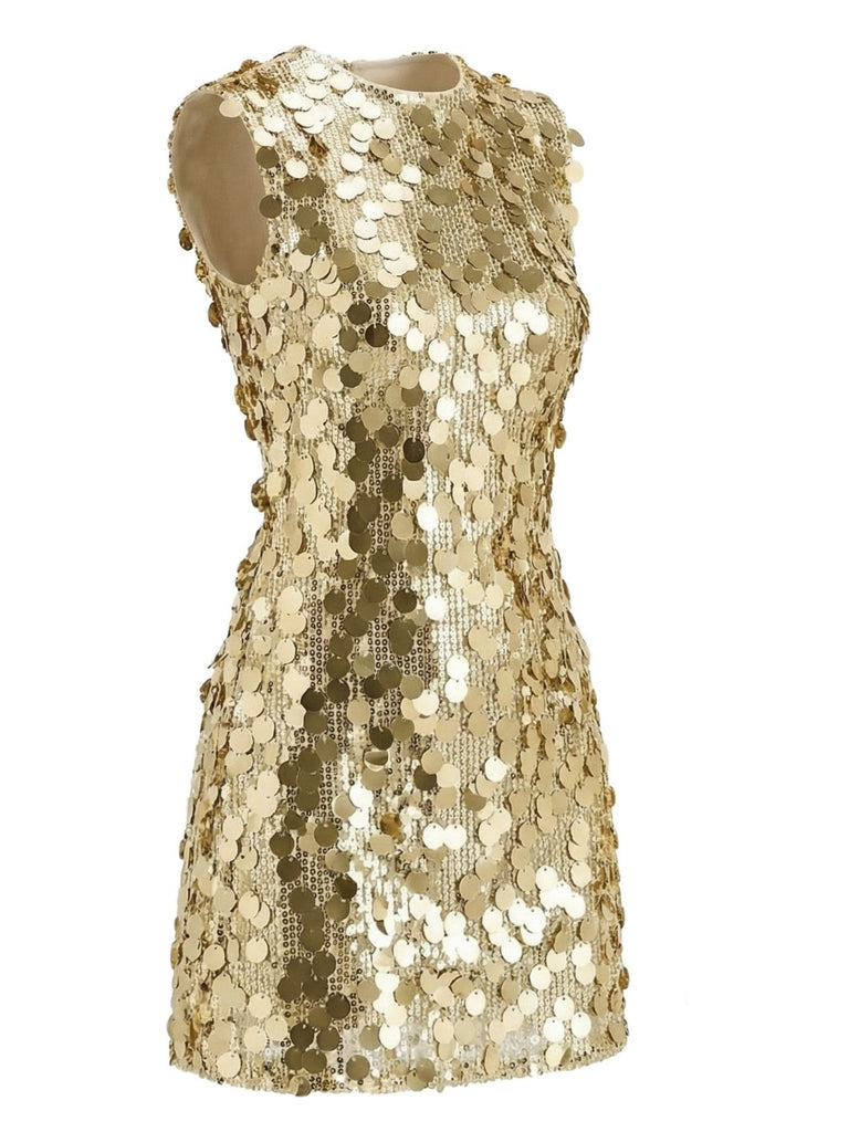 Robe de soirée disco sans manches à paillettes Y2K