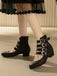 Bottes à bout rond petit talon épais et ajourées
