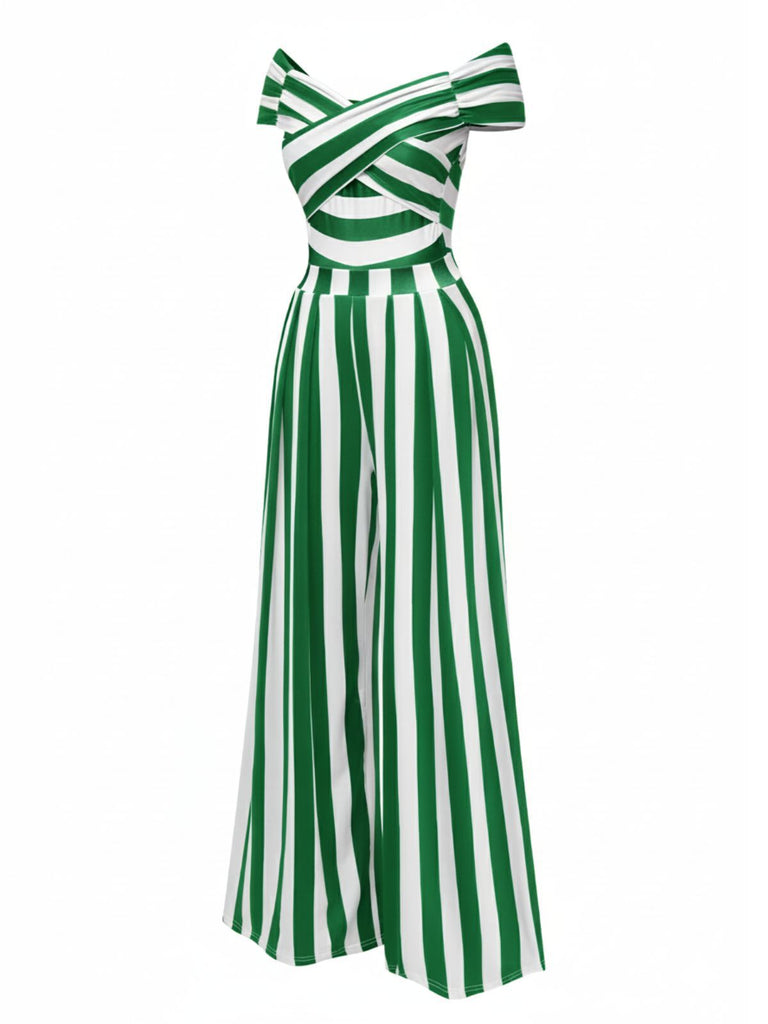 Combinaison noire à rayures épaules dénudées des années 1960