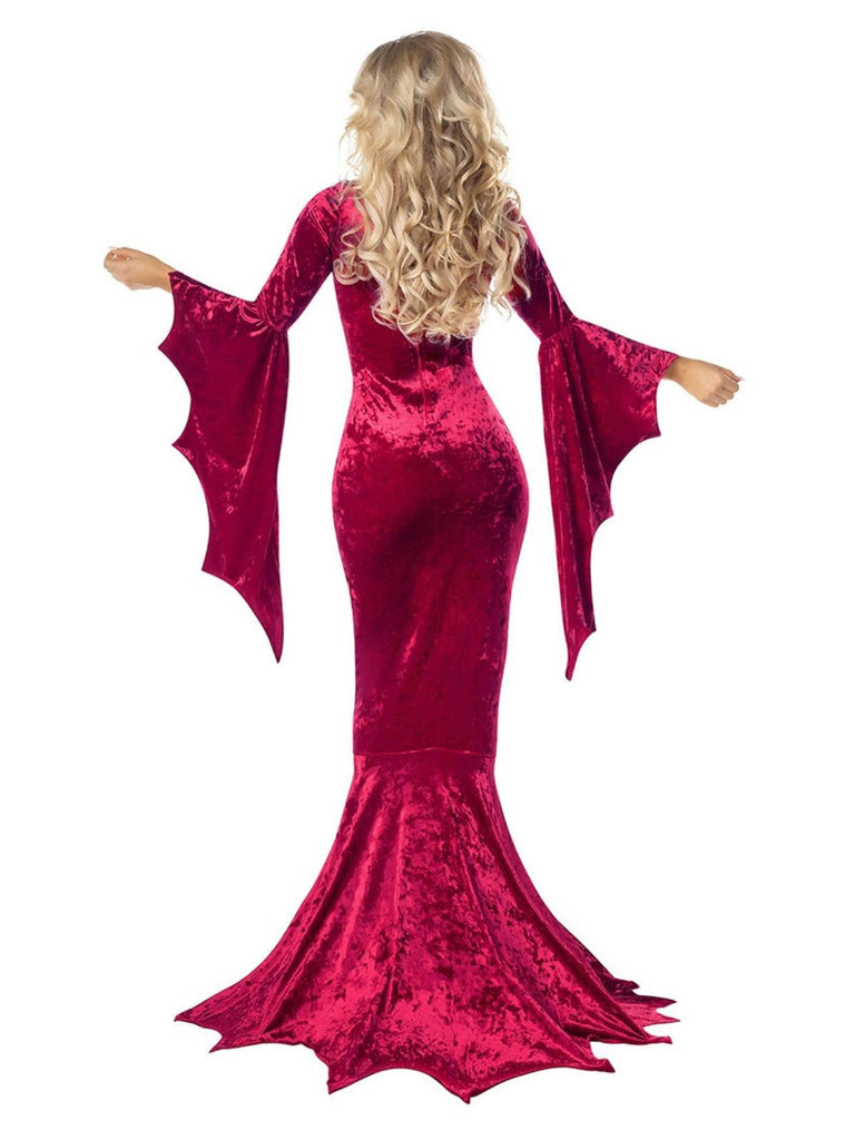 Robe sirène en velours manches chauve-souris pour Halloween des années 1930
