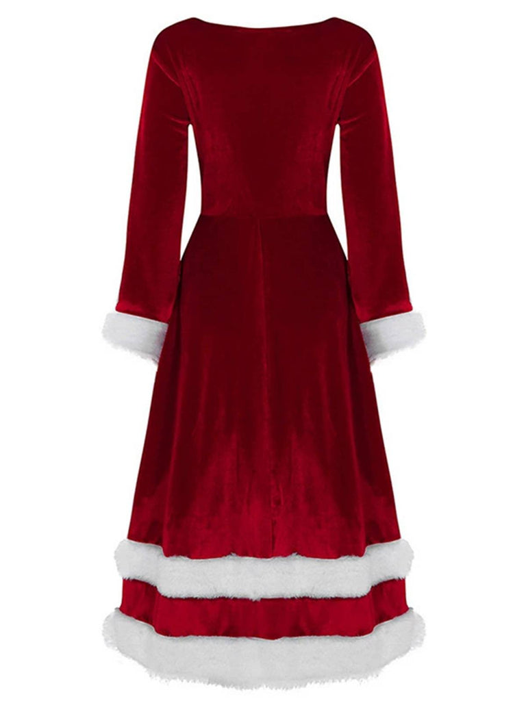 Robe Père Noël velours avec bordure en fausse fourrure années 1940