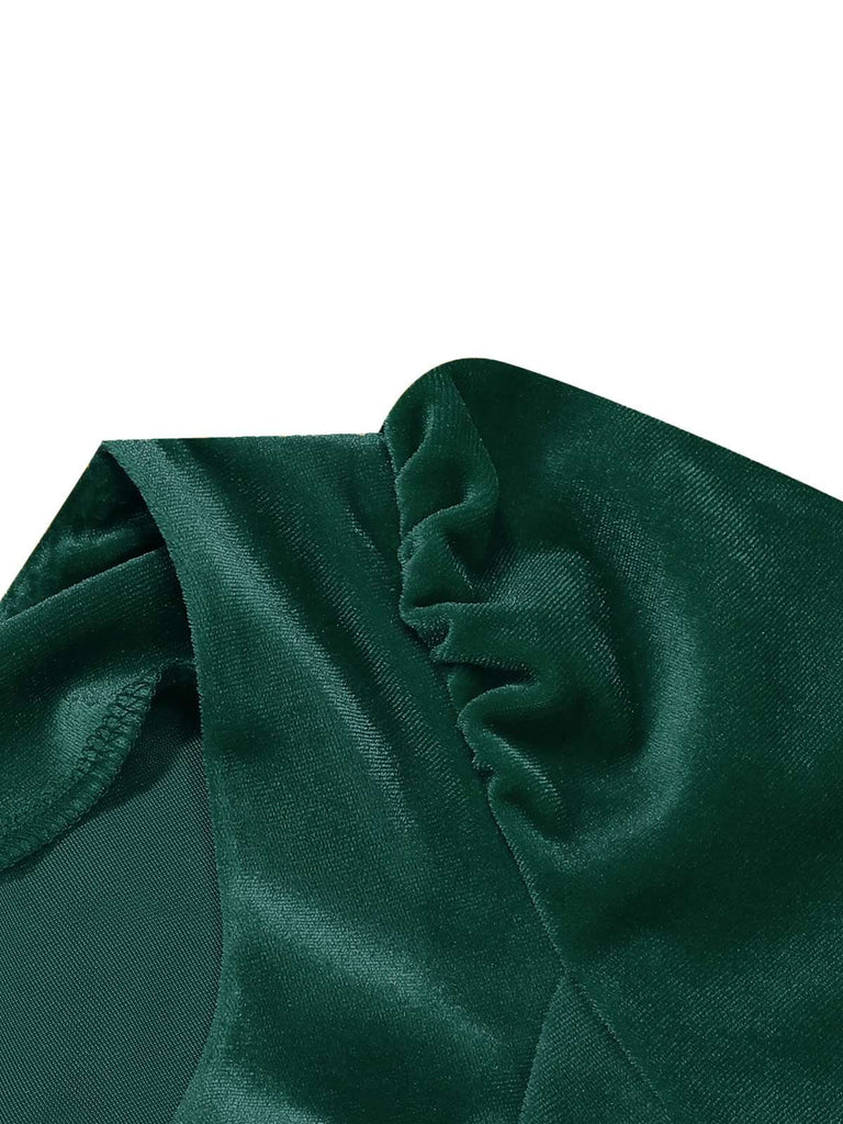 Robe de Noël en velours col carré manches longues des années 1950