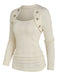 Beige 1960s Solid Faux Button Knitted Sweater