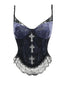 Camisole en velours et dentelle violet style gothique des années 1980