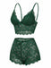 Ensemble De Pyjama Bretelles Fin Dentelle Fleurie Nœud Rouge Année 1960