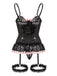 Ensemble de lingerie lacets et nœud en dentelle contrastée années 1970