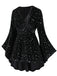 [Grande taille] Robe noire en velours col en V motif étoiles des années 1960