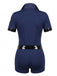Ensemble combishort bleu marine de policière pour Halloween Années 1980 - 3