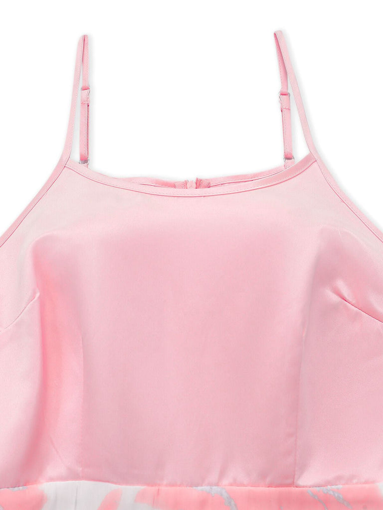 Robe organza fleur avec nœud à bretelles spaghetti années 1930