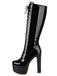 Bottes à talons aiguilles en cuir verni