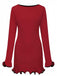 Robe rose manches longues et ourlet volants style années 60